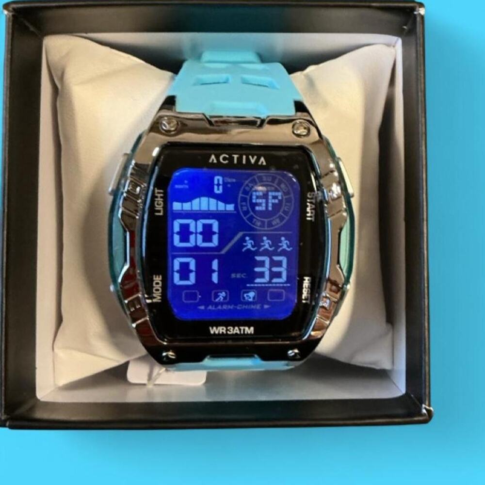 Activa aqua blue digital sport watch nwt